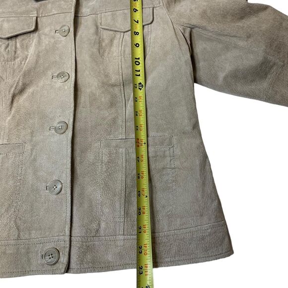 (r)elativity Large Suede Biker Style Jacket Beige Modern Barn Chore - Picture 5 of 6